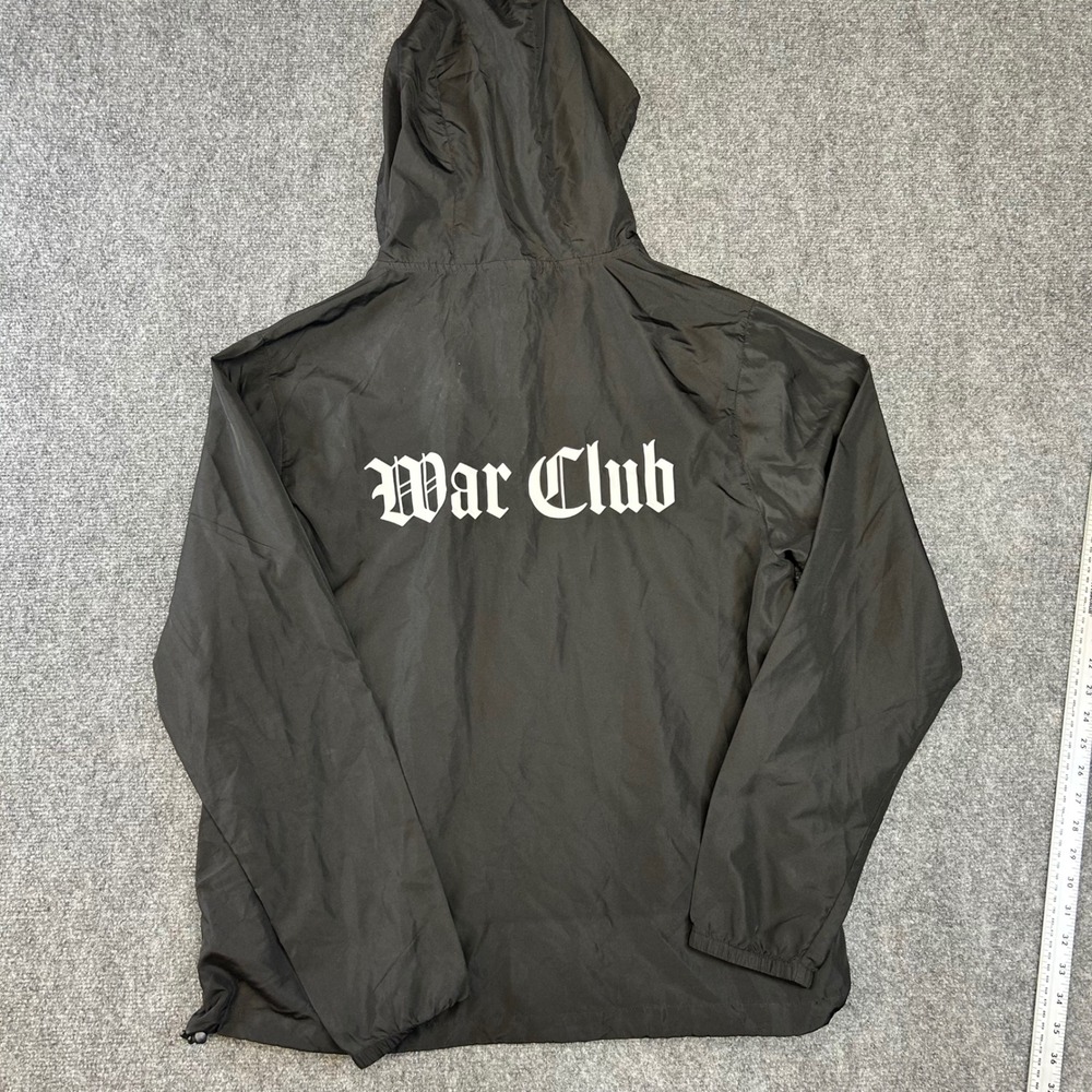 War Club Quarter Zip Windbreaker Jacket Black Mens Large Gothic Graphic Pullover - Picture 8 of 9